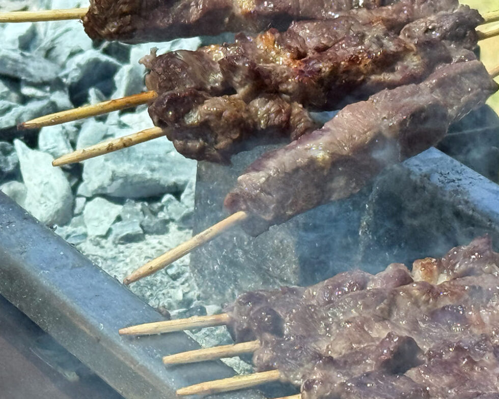 Girare gli Arrosticini sulla canalina a carbone